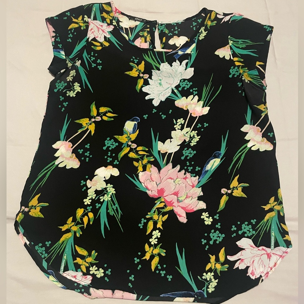ONLY Black Floral Women's Blouse Size 38 (M)
